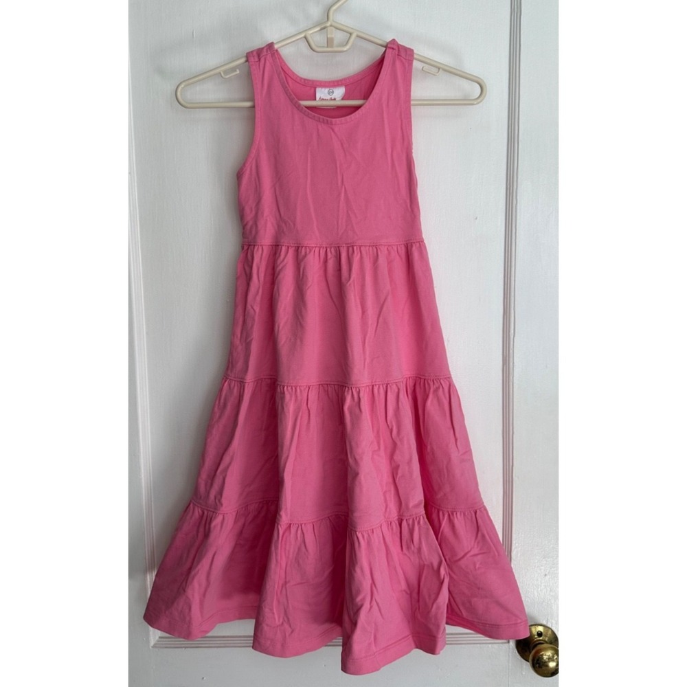 Hanna Andersson Size 130 7-8 Pink Sleeveless Racer Back Love to Twirl Dress